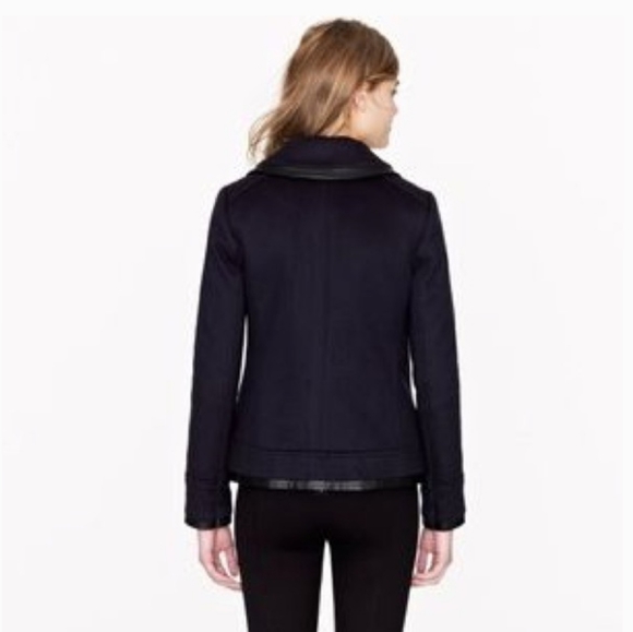 J. Crew Collection Leather Trim Wool Pea Coat - Picture 3 of 12